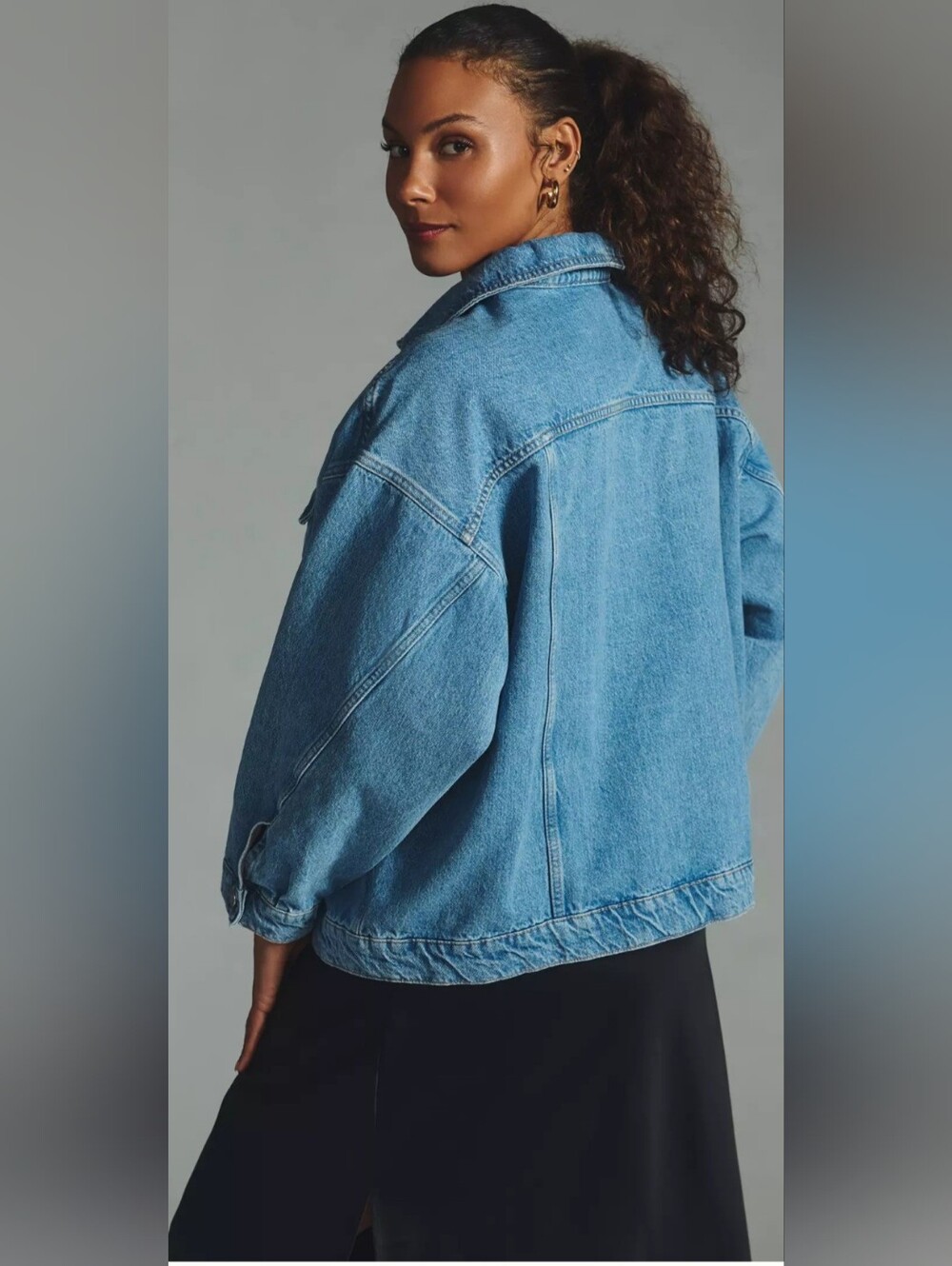 Pilcro Light Blue Oversized Denim Jacket - Picture 4 of 11